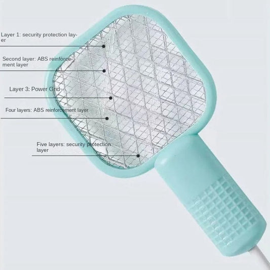 Mini USB rechargeable mosquito racket – electric bug zapper with UV light and spark grid
