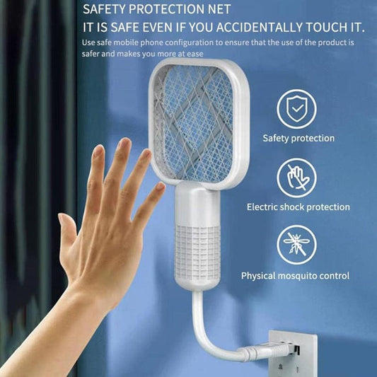 Mini USB rechargeable mosquito racket – electric bug zapper with UV light and spark grid