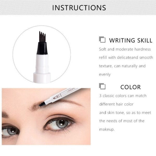 4 Tip Waterproof Eyebrow Pen | Waterproof Tattoo Tint Fine Sketch Liquid Eyebrow Pencil | Createsur Natal Makeup Effect